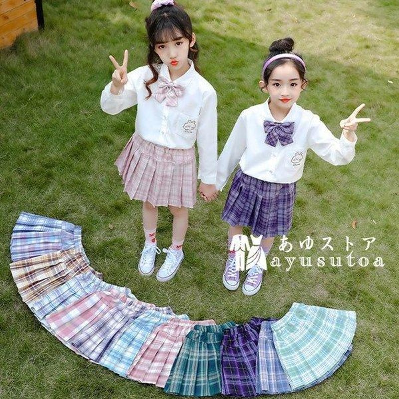 日本限定 小学生制服 スカート 通学スカート 小学生 プリーツスカート スクールスカート 学生服 女の子 学校 小学校 キッズ スクール 女子  見せパン付き 無地