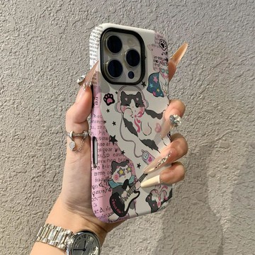 報紙貓咪適用蘋果17promax手機殼iPhone16pro卡通15pro女13可愛14