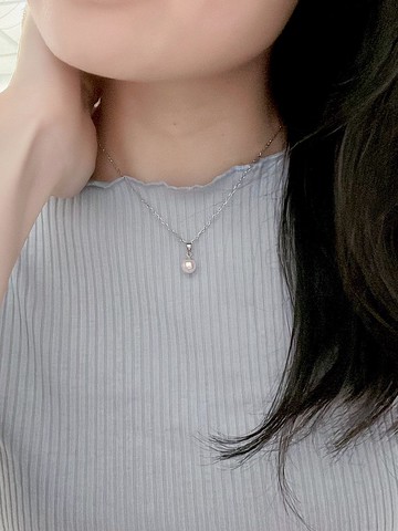 【櫻花粉天然珍珠 正圓單墜項鍊】單顆珍珠/頸鏈/禮物 節日送禮