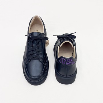 厚底加高!365天舒適防水休閒鞋 黑紫 真皮 黑鞋 MIT -巫紫黑貓