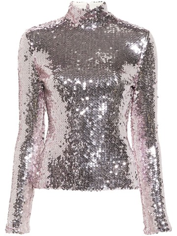 Christian Dior Pre-Owned - 2010 sequinned high-neck top - women - Viscose/Lycra/Elastane/Polyamide/Polyester - 36 - Pink