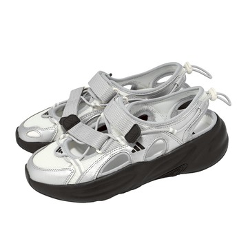 [ACS] adidas 愛迪達 涼鞋 Ozwave Sandal 女鞋 白 銀 魔鬼氈 瑪莉珍風厚底 KJ5964