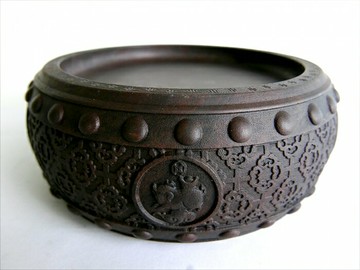 7117 - 【我愛中華筆莊】15cm 生肖鼓硯-豬 石雕硯台／水盂筆洗 ◆肇慶端硯名硯 T1212