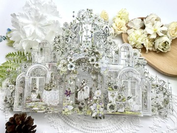 時光莊園 時計 西方庭園 PET 紙膠帶 貝殼光 10米卷 巨畫幅背景