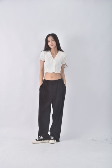 (XL) uniqlo高腰質感黑色長褲