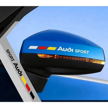 【逸品汽車百貨】奧迪 AUDISPORT 後視鏡貼紙 一對 反光 防水 車貼 RS4 A4 A3 A6 A1 AUDI