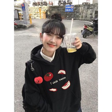 美式復古高街oversize連帽衛衣女秋冬寬松加絨加厚小個子百搭外套