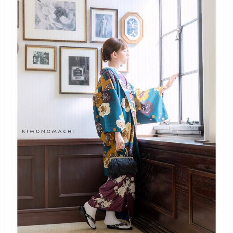 小紋】青色ストライプ小紋着物 袷 R7SK980 小紋 単衣 縦縞 ストライプ