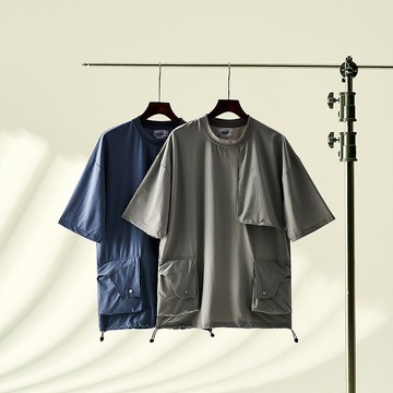 冰涼感輕薄不規則口袋T恤/中性 /簡約款式/機能/情侶/禮物/防潑水