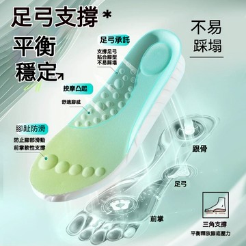 【運動專用鞋墊男女足弓支撐】吸汗防臭氣墊減震｜踩屎感久站不累腳 緩解足底疲勞｜台灣出貨 舒適耐穿