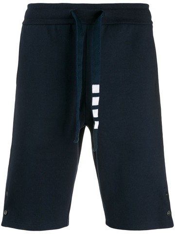 Thom Browne - side vent 4-Bar track shorts - men - Cotton - 5 - Blue