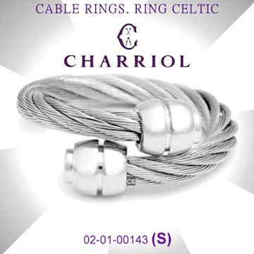 CHARRIOL夏利豪 Ring Celtic凱爾特人鋼索戒指-桶型飾頭銀鋼索S款 C6(02-01-00143-S)
