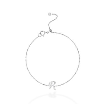 【mori】R 字母鑽石手鍊 【14k白金】