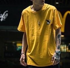 FINDSENSE H1夏季 新款 歐美 嘻哈手勢圖案  時尚  寬鬆 潮牌 情侶 白色短袖 T恤 潮男女 上衣