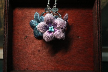 雙色花骨朵優雅耳環小清新文藝國風耳飾