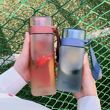 方形水杯磨砂塑料便攜大容量女學生扁平男運動新款潮健身杯子