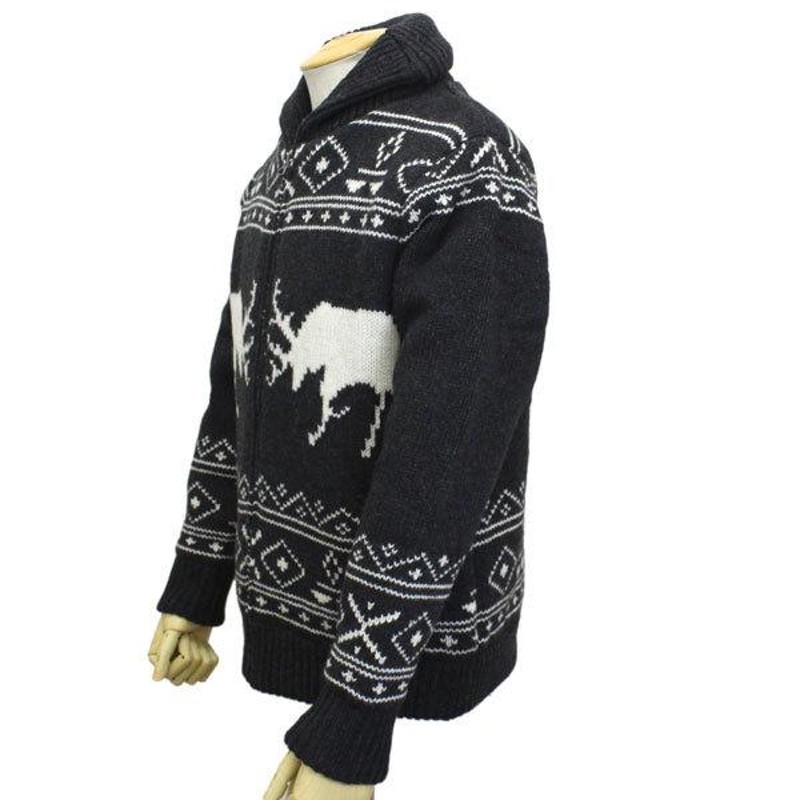 Schott (ショット) 46714 F2048 ELK MOTIF ZIP BOA LINED SWEATER カウチンニット ジャケット  009BLACK | LINEブランドカタログ