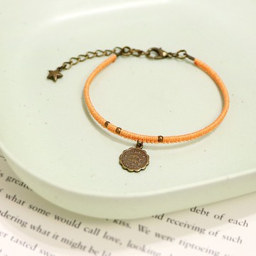 【限量】水象‧雙魚座丨客製化禮物 蠟線編織 幸運色 手環-橙色