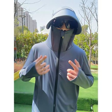 防紫外線冰絲防曬衣男女同款騎行防曬服沖鋒衣原紗大碼釣魚服外套