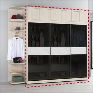 7尺被櫥式鋁框推門衣櫥黑玻璃(衣櫥+被櫃) 收納衣櫃 滑門衣櫥 【149B110010】Leader傢居館149-A213+A213+A211