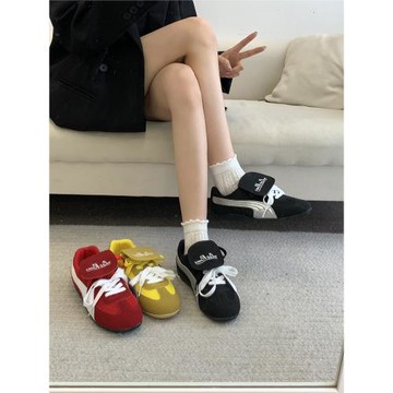 黑色厚底阿甘鞋女2025年新款春秋冬季運動休閑板鞋增高德訓鞋爆款