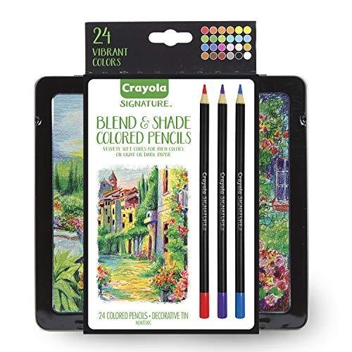 Crayola 24 Ct Signature Blend  Shade Coloured Pencils, Blending and Shadin
