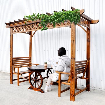 大葡萄架防腐實木涼庭桌椅 戶外庭院 花園景觀椅FFD130-C10