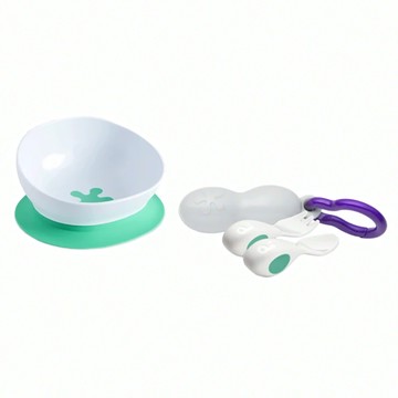 doddL 秒拾餐具 人體工學嬰兒學習餐具組  餐具 2入 + 攜帶盒 + 2in1人體工學吸盤餐碗(強力吸盤 + 止滑餐碗)  1組