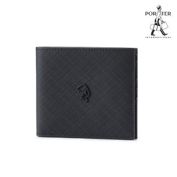 PORTER INTERNATIONAL - 線性質感度TRAVERSE真皮雙折短夾 - 黑