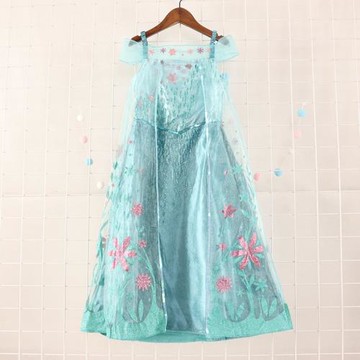 女童動漫影樓拍照藍底公主裙禮服