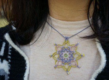 |MC|春季特製.天然葡萄石生命之花項鏈 真絲編織mandala