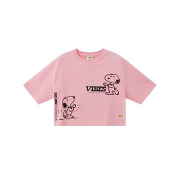 GIORDANO 女裝印花寬鬆短版短袖上衣 史努比SNOOPY聯名系列