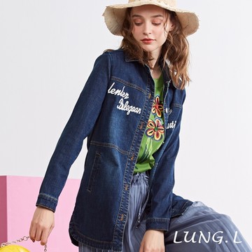 LUNG.L林佳樺  藍色長版牛仔長袖外套LQ04C