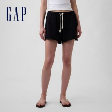 【GAP】3.5吋VintageSoft毛圈布寬鬆運動短褲-經典黑/麻灰/月光石藍/螢光粉紅/哈瓦那黃/(887729)