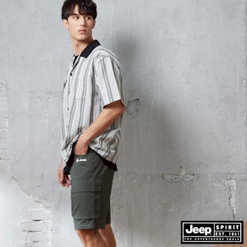 JEEP 男裝 彈性棉質工裝短褲-綠色