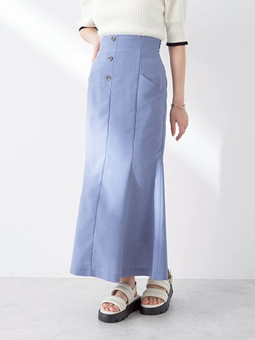 排釦造型合身魚尾長裙(1M42L0L0200) - earth music&ecology