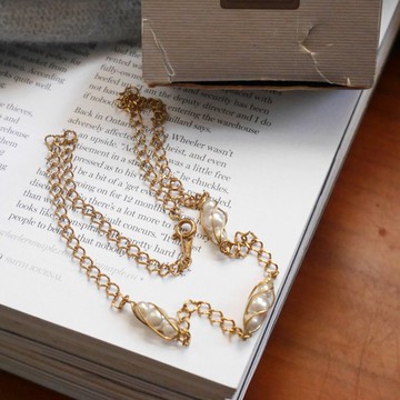 古董Avon  金色螺旋珍珠項鍊 細緻 N755