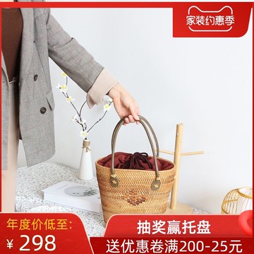手工編織網紅海邊夏季沙灘度假百搭編織包復古手提包草編包女日式