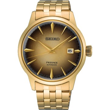 SEIKO 精工 Presage 金棕漸層 啤酒雞尾酒 調酒機械錶-40.5mm (4R35-01T0/SK032)