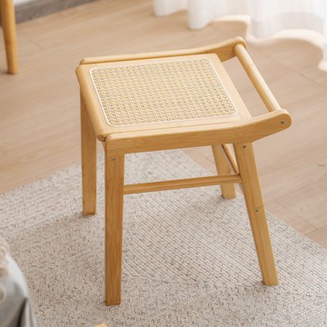 配送到府🛖北歐藤編凳 家用換鞋椅 客廳方凳 創意小板凳 實木化妝凳 日式梳妝凳 網紅矮凳