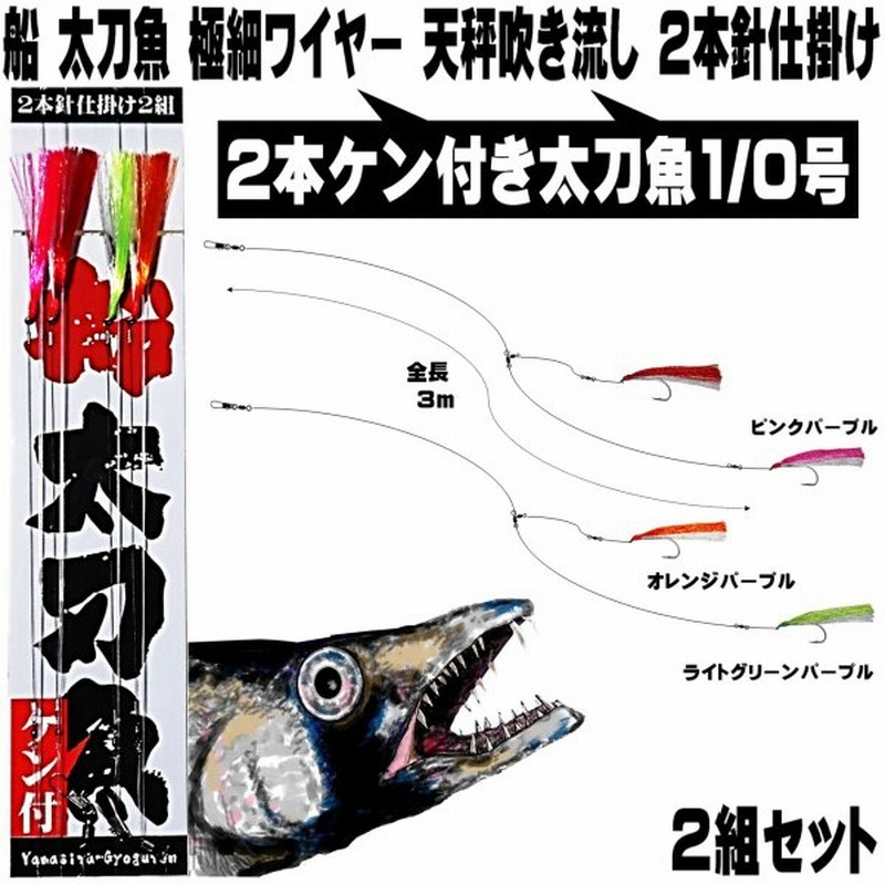 太刀魚 仕掛け 船 ケン付 太刀魚 針 1 0号 ケイムラ４色コンビ 極細ワイヤー ２本針２組 釣り ワイヤー タチウオ 太刀魚 仕掛け 太刀魚 ワイヤー ハリス 通販 Lineポイント最大get Lineショッピング