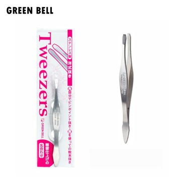 日本綠鐘GREEN BELL 鍛造鋼平式寬口拔毛夾  PSG-013 / 眉毛夾 拔毛夾 平口眉毛夾