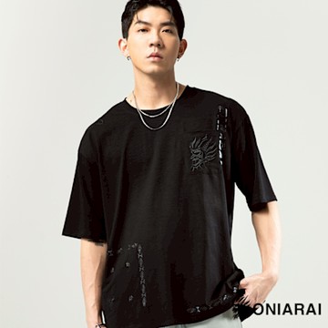 鬼洗 BLUE WAY–都市遊俠納瓦霍落肩口袋短TEE