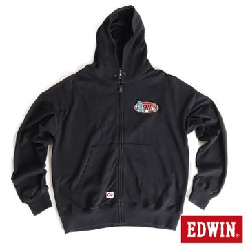 EDWIN 男裝 60TH飲酒文化長袖帽T-黑色