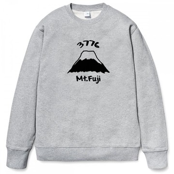Mt Fuji 3776【現貨】中性大學T 刷毛 灰色 富士山 日本 風景 櫻花 太陽 雪 自創 品牌 文青