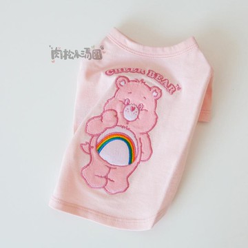 預定#韓國Dan夏季新品Care Bear小熊狗狗短袖T恤衫 嫩粉色 歡呼熊