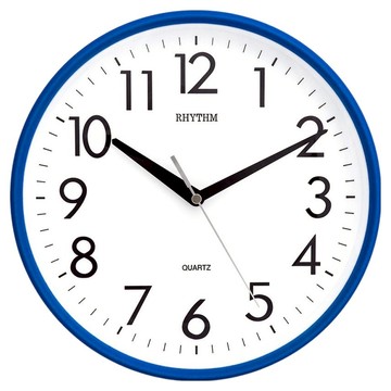 RHYTHM 日本麗聲時計 現代居家風格經典款掛鐘 10吋  深海籃