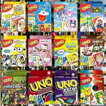 ✨元氣新品✨UNO紙牌粉色Kitty貓蠟筆小新KT貓高顏值聯動遊戲聚會桌遊紙牌哈利OXEF