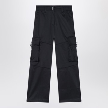 Black cargo pants in cotton blend