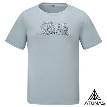 【ATUNAS 歐都納】男款排汗透氣短袖T恤A8TS2620M灰/吸溼排汗/素色簡約/印花圖T